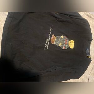 Ralph Lauren Black Polo Bear Sweater with Multicolor Bear Motif